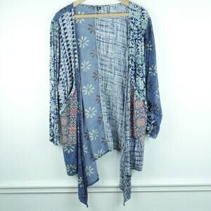 Sacred Threads Blue Floral Open Front Cardigan